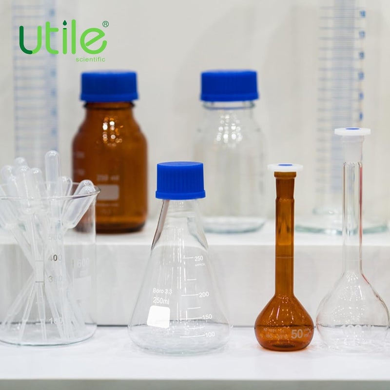 UTILE 2 Pcs 1000ml Glass Erlenmeyer Flask with Blue Cap, Narrow Mouth Erlenmeyer Flasks, Borosilicate 3.3 Glass Conical Flask for Lab Experiment Chemistry Science,4016.0781.2 - Image 5